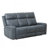 Bellamy 78 in. Leather Match Power Reclining Sofa with Adjustable Headrest and USB - Blue | Sofa inclinable electrique Bellamy de 78 po en cuir assorti avec appuie-tete ajustable et USB - Bleu