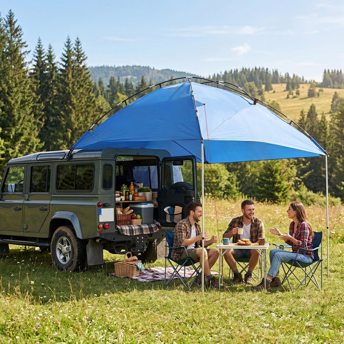 Outsunny Car Awning Camping Tent Waterproof 11.5 x 8ft, Light Blue