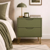 Rockefeller Mid-Century Modern 20" Nightstand in Olive Green (2-Drawer) | Table de nuit Rockefeller Mid-Century Modern 20" en vert olive (2 tiroirs)