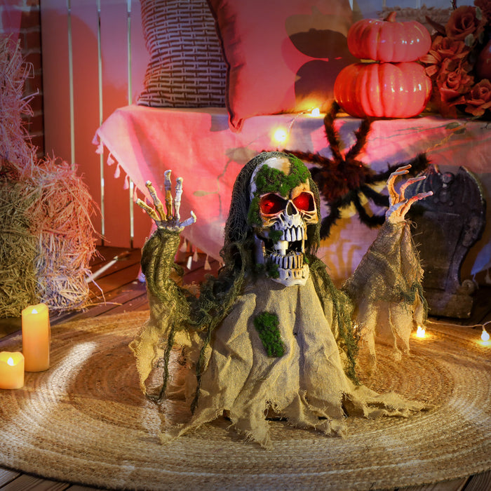 Outsunny Halloween Animated Skeleton, Half-body Scary Halloween Decorations