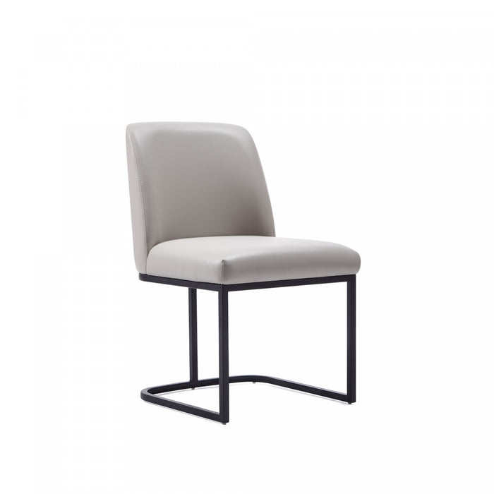 Serena Modern Metal Vegan Leather Dining Chair in Light Gray - Set of 2