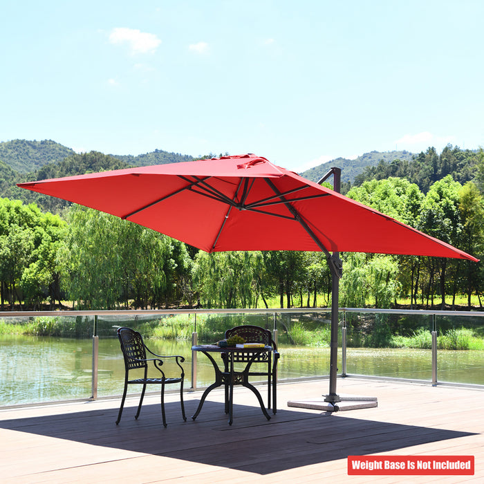 Costway 10'x13' Patio Offset Cantilever Umbrella Aluminum 360° Rotation Tilt Wine