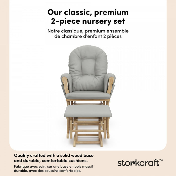 Storkcraft Hoop Glider and Ottoman - Natural/Light Gray