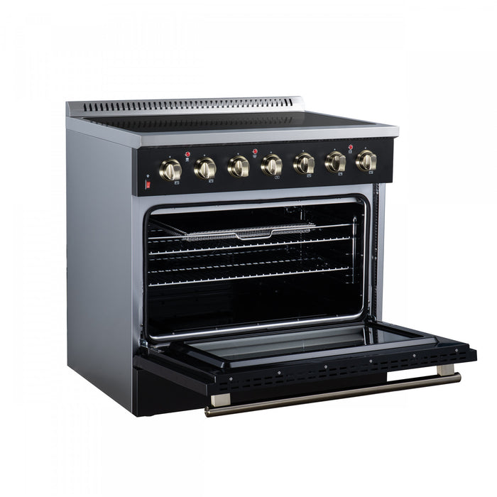 Forno Galiano 36 Inch Freestanding Electric range, 5 radiant burners, 5.36 cu.ft., Black - FFSEL6083-36BLK Electric Range