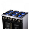 Forno Capriasca 36" Black Gas Range 5.36 cu.ft -FFSGS6460-36BLK | Cuisiniere a gaz noire Capriasca 36 pouces, 5,36 pi³ – FFSGS6460-36BLK