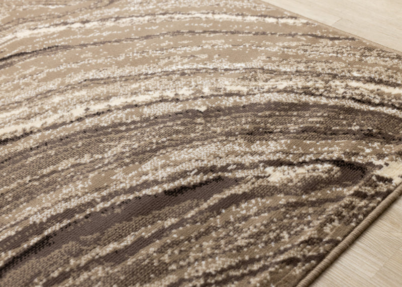 Forte Brown Cream Soothing Waves Area Rug - 5'3\" x 7'5\"
