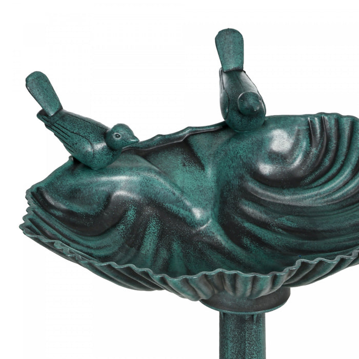 Outsunny Bird Bath with Pedestal, Birdbath Bowl for Garden, Bronze Green