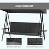 Outsunny 3-Seat Patio Swing Chair with Adjustable Canopy and Side Tray