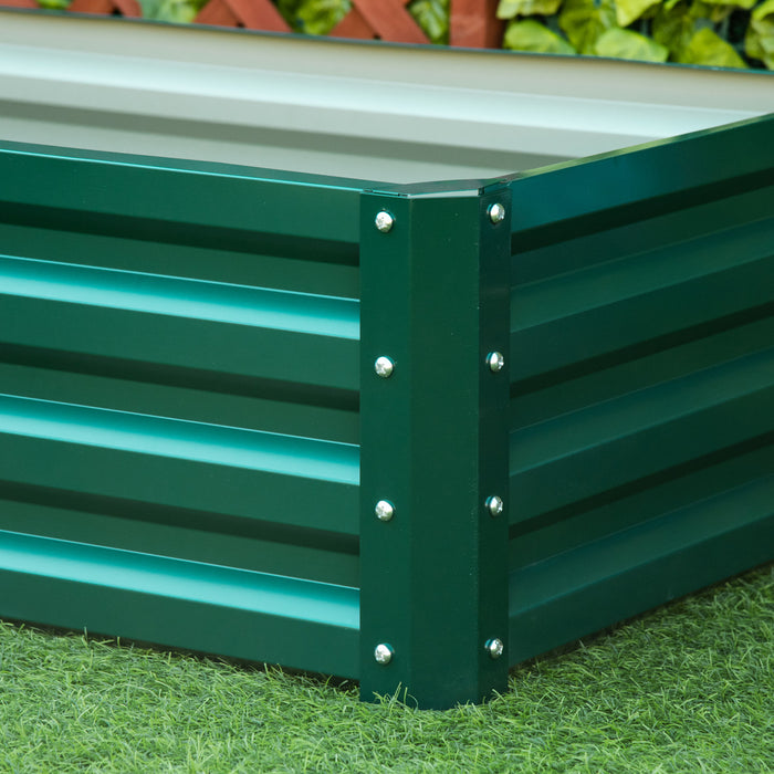 Outsunny 4' X 2' X 1' Raised Garden Bed, Galvanized Steel Planter Box For Vegetables, Flowers, Herbs, Green