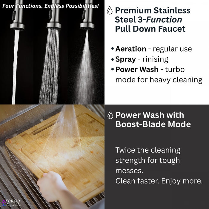 MultiSINK 45 in. Dual Mounted 3-Level Workstation Kitchen Sink, Faucets,Glass Rinser,Stainless Steel- J-WP31 Laundry Combo