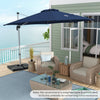 Costway 11 FT Outdoor Patio Umbrella, Round Cantilever Umbrella w/ 360° Rotation Navy