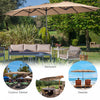 Costway 15 Ft Patio Double Sided Umbrella Outdoor Market Umbrella Tan