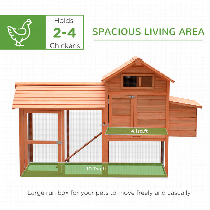 Pawhut 82\" Deluxe Wooden Chicken Coop Poultry Habitats Large Rabbit Hutch Hen House Outdoor Cage With Ventilation Window,run And Nesting Box
