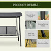Outsunny 2-Seat Patio Swing Chair, Outdoor Porch Swing Glider, Dark Grey