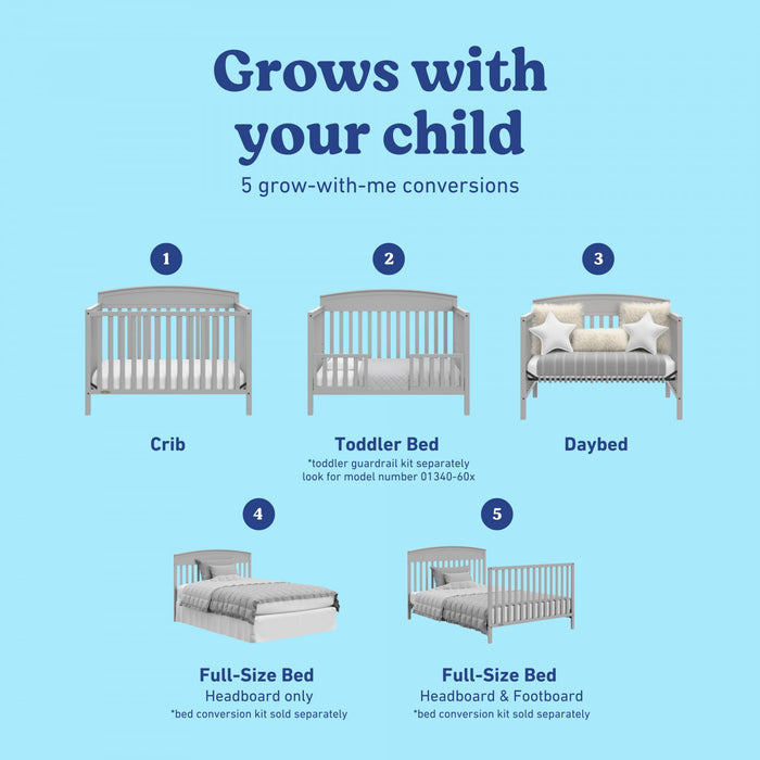Graco Benton 5-in-1 Convertible Crib - Pebble Gray