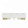Aspect 63 Inch TV Stand with Textured Doors and Gold Legs, White | Aspect Meuble TV 63 po avec Portes Texturees et Pieds Dores, Blanc