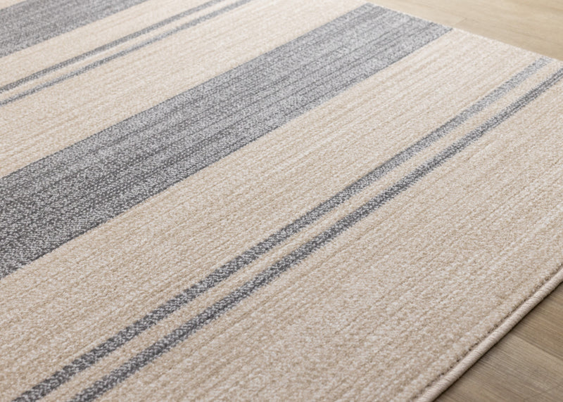 Covington Beige Grey Striped Design Rug, 7'10\" x 10'6\" Indoor Area Rug