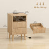 HOMCOM Nightstands Set of 2, Bedside Tables with Charging Station, Oak