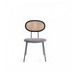Jardin Industry Chic Cane Back Upholstered Dining Chair in Black and Gray - Set of 4 | Chaise de salle a manger Jardin Industry Chic avec dossier en cannage et assise rembourree, noir et gris - Lot de 4