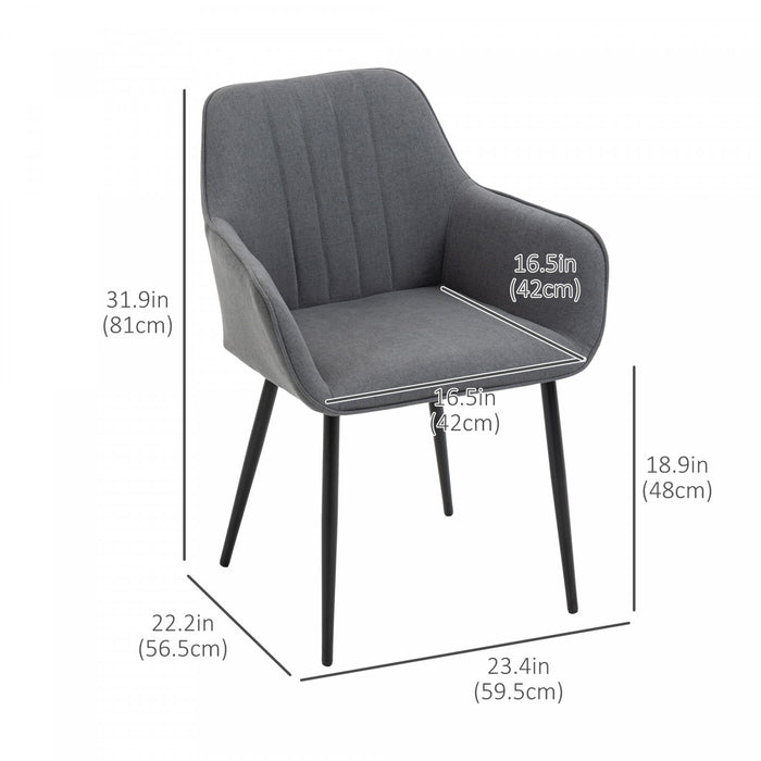 HOMCOM Dining Chairs Set of 2, Upholstered Accent Chairs with Metal Legs