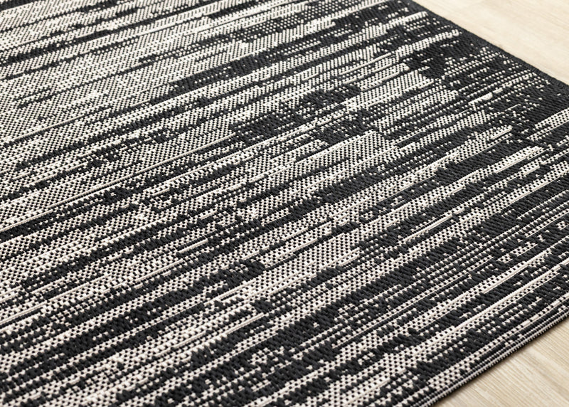 Jackson Black Grey Distressed Outdoor Rug, 7'10\" x 10'6\" Outdoor Area Rug