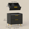 HOMCOM Bedside Table, Nightstand with 2 Drawers for Bedroom, Black