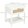 HOMCOM Boho Bedside Table with Drawer, Open Shelf and Rattan Element