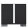 Nova Elegant Nightstand with Metal Foot and Mirrored Drawers, Black | Nova Table de Nuit Elegante avec Pied Metallique et Tiroirs Miroir, Noir