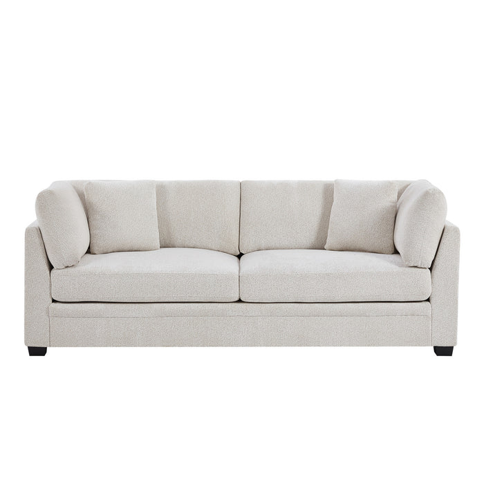 Flare Modern 83.5 Inch Flared Arms Sofa with High-Density Cushions, Beige