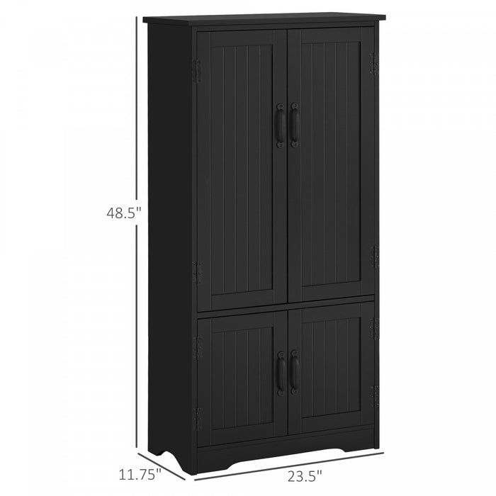 HOMCOM 48\" Kitchen Pantry, Kitchen Storage Cabinet with Shelves, Black