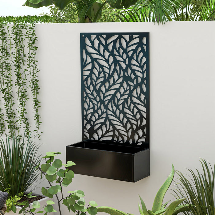 Outsunny Outdoor Privacy Screen With Planter Box, Metal Privacy Panel And Raised Graden Bed, Wall-mounted Or Freestanding, For Garden, Patio, Pool, Hot Tub