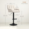 HOMCOM Adjustable Bar Stools Set of 2, Swivel Tufted Fabric Barstools