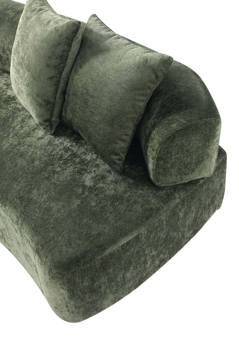 Verandah Mid-Century Modern 112\" Chenille Sofa in Olive Green