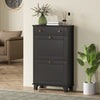 HOMCOM Narrow Shoe Cabinet w/ 2 Flip Drawers, Shoe Storage Cabinet, Black
