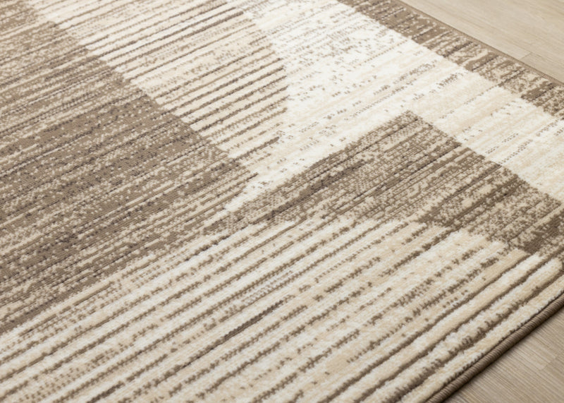 Forte Brown Beige Cream Abstract Geometric Design Area Rug - 5'3\" x 7'5\"