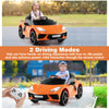 Costway 12v Electric Kids Ride On Car With Remote Control Wireless Connection Lights Orange