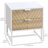 HOMCOM Nightstand with 2 Drawers and Steel Frame, Side Table, White