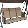 Outsunny 3 Person Outdoor Porch Swing Chair W/ Adjustable Canopy, Brown|Chaise Pivotante Outsunny Pour 3 Personnes Avec Dossier Haut, Poches Laterales Et Auvent Reglable Po