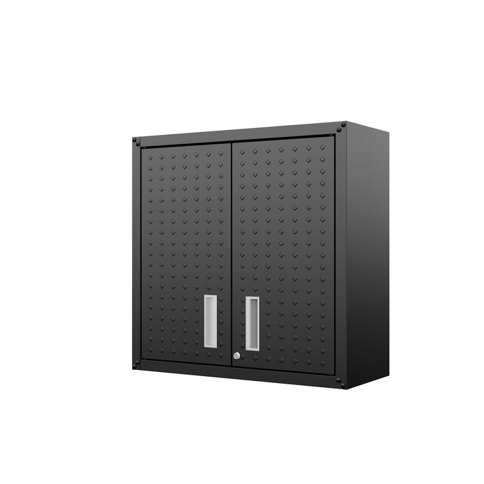 Fortress 30\" Floating Textured Metal Garage Cabinet with Adjustable Shelves - Charcoal Grey