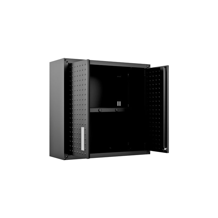 Fortress 30\" Floating Textured Metal Garage Cabinet with Adjustable Shelves - Charcoal Grey