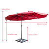 Costway 15' Market Outdoor Umbrella Double-Sided Twin Patio w/ Crank Wine