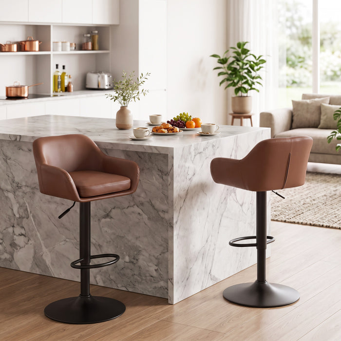HOMCOM Bar Stools Set of 2 Adjustable Backrest, Brown