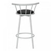 Barstool Set Of 2 Swivel Bar-Height Grey Metal Black Leather-Look Contemporary Modern|Ensemble de 2 tabourets bar pivotants de hauteur bar de style moderne contemporain avec métal gris et apparence cuir noir
