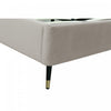 Crosby Modern Upholstered Velvet Full Bed in Greige | Lit double moderne Crosby en velours capitonne coloris grege