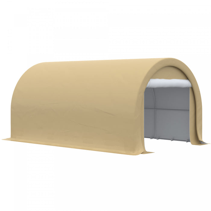 Outsunny 10' X 16' Carport Storage Tent Anti-uv Pe Portable Garage, Beige