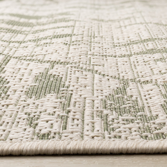 Jackson Taupe White Elegant Border Outdoor Rug, 5'3\" x 7'7\" Outdoor Area Rug