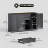 HOMCOM 58" Farmhouse Sideboard Buffet Cabinet with Charging Station Black