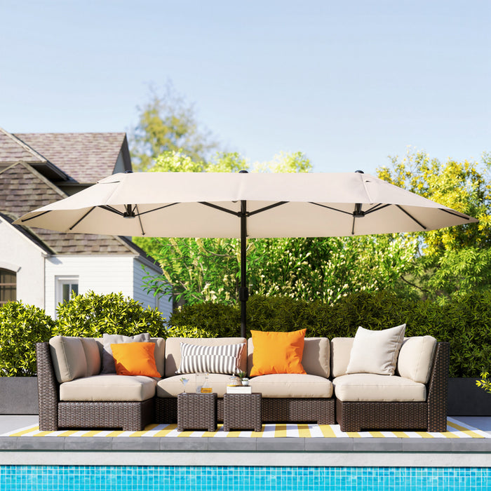 Outsunny 15' Double-sided Umbrella Beige