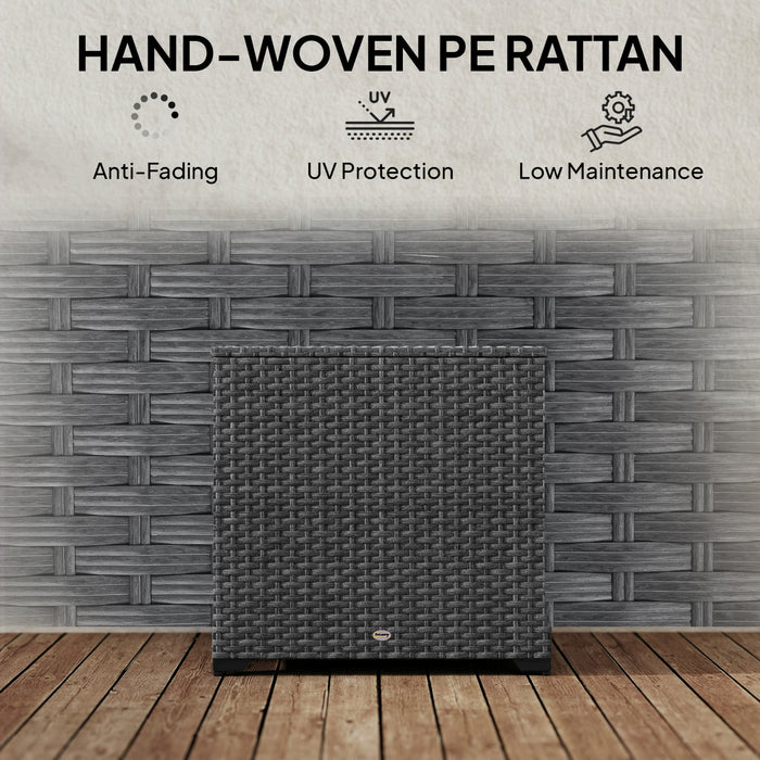 Outsunny 67 Gallon Rattan Deck Box, Wicker Outdoor Storage Box, Grey