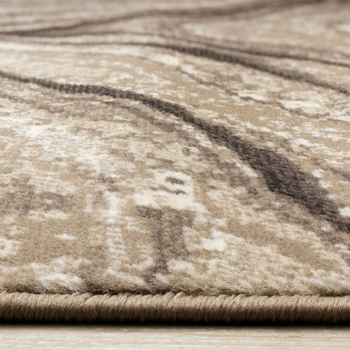 Forte Brown Cream Soothing Waves Area Rug - 5'3\" x 7'5\"